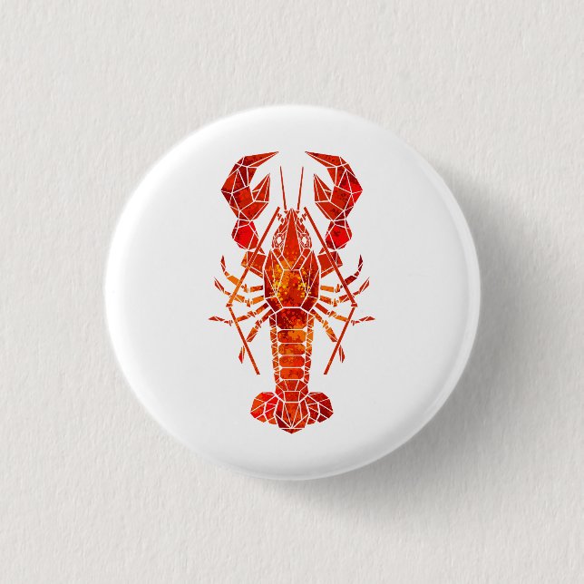 Badge Rond 2,50 Cm Red polygonal lobster (Devant)