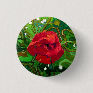 BADGE ROND 2,50 CM RED ROSE ART