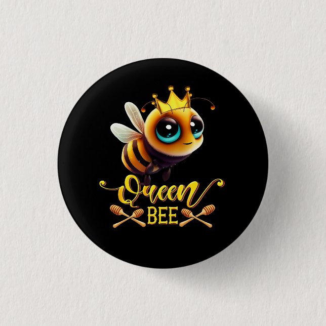 Badge Rond 2,50 Cm Reine Bee Royal Couronne Hive Miel Beerke apicultu (Devant)