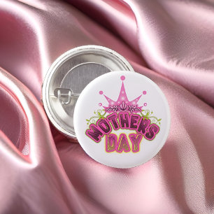 Badge Rond 2,50 Cm Reine rose Happy mamans day Button