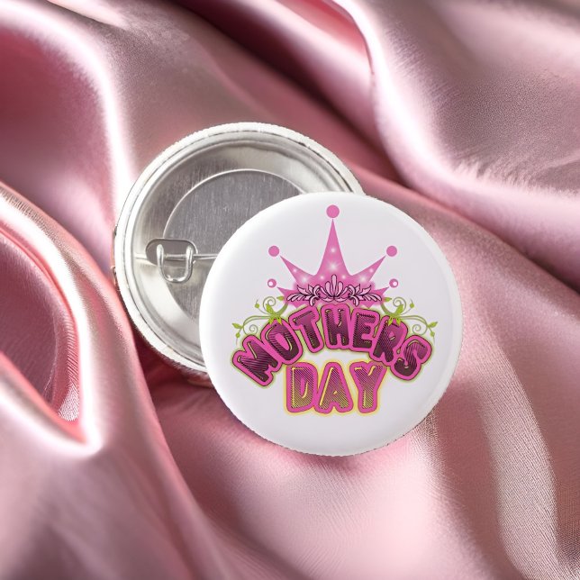Badge Rond 2,50 Cm Reine rose Happy mamans day Button (Créateur téléchargé)