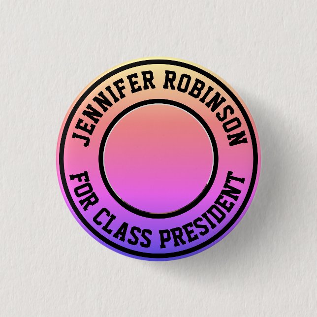 Badge Rond 2,50 Cm Remplacer la photo | Bouton Président de classe (Devant)