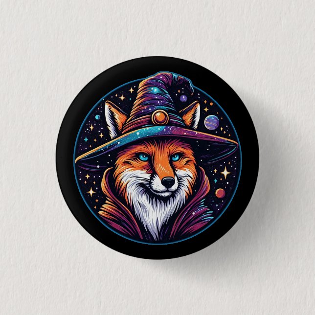Badge Rond 2,50 Cm Renard Fantastique - Magicien Céleste (Devant)