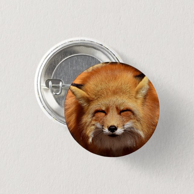 Badge Rond 2,50 Cm Renard rouge mignon avec des yeux piquants (Devant & derrière)