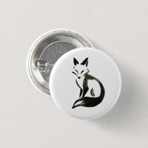 Badge Rond 2,50 Cm Renard silencieux – Conception de pinceau à encre
