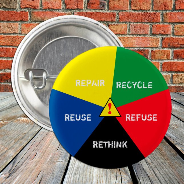 Badge Rond 2,50 Cm REPENSER Recycle, ReUse, ReFuse, Rethink /Save Pla (Créateur téléchargé)