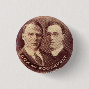 Badge Rond 2,50 Cm Reproduction de Cox/Roosevelt en 1920