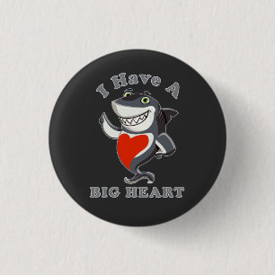 Badge Rond 2,50 Cm Requin J'Ai Un Grand Coeur Valentines Day Love T-S