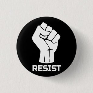 Badge Rond 2,50 Cm Résister avec le poing - en blanc