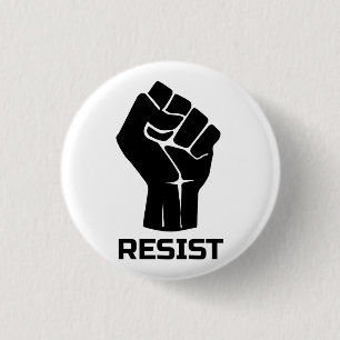 Badge Rond 2,50 Cm Résister avec le poing - en noir