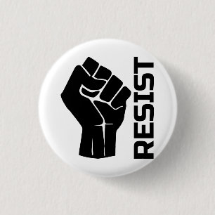 Badge Rond 2,50 Cm Résister avec le poing - en noir 0002