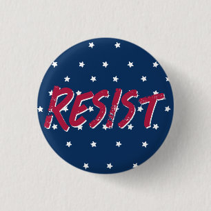 Badge Rond 2,50 Cm Résister Résistance Rouge et Bleu Drapeau Couleurs