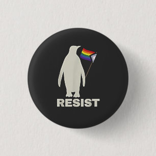 Badge Rond 2,50 Cm Résistez au pingouin contre les tarifs douaniers L