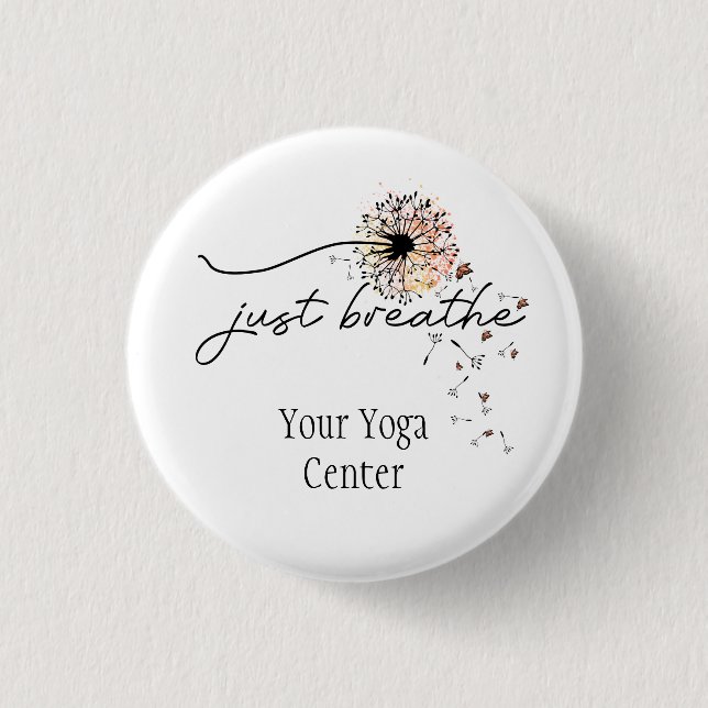 Badge Rond 2,50 Cm Respirer simplement Papillon de pissenlit Inspirat (Devant)