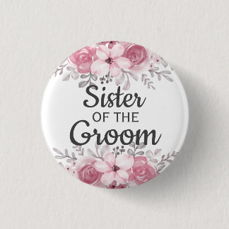 Badge Rond 2,50 Cm Ressort Floral soeur du marié Button