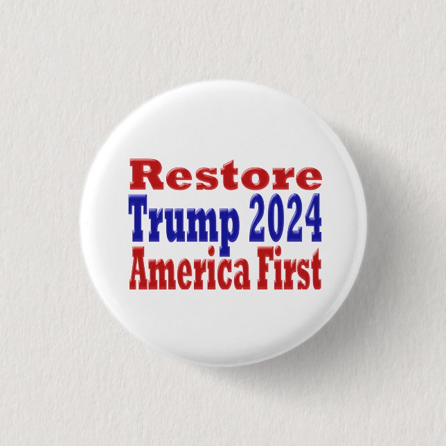 Badge Rond 2,50 Cm Restaurer l'Amérique d'abord Trump 2024 (Devant)