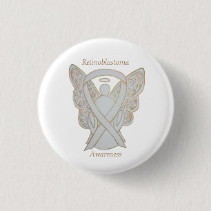 Badge Rond 2,50 Cm Rétinoblastoma White Awareness Ribbon Angel Pin