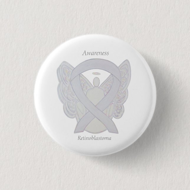 Badge Rond 2,50 Cm Rétinoblastoma White Awareness Ribbon Angel Pin (Devant)