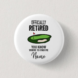 Badge Rond 2,50 Cm Retraite de golf avec drapeau sur le terrain de go