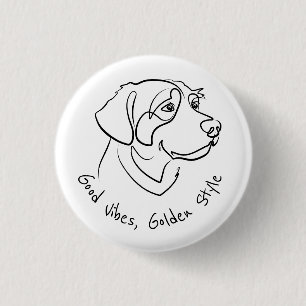 Badge Rond 2,50 Cm Retriever doré - Bonne ambiance, style doré
