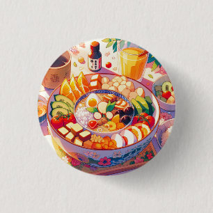 Badge Rond 2,50 Cm Retro 90s Anime Japonais nourriture
