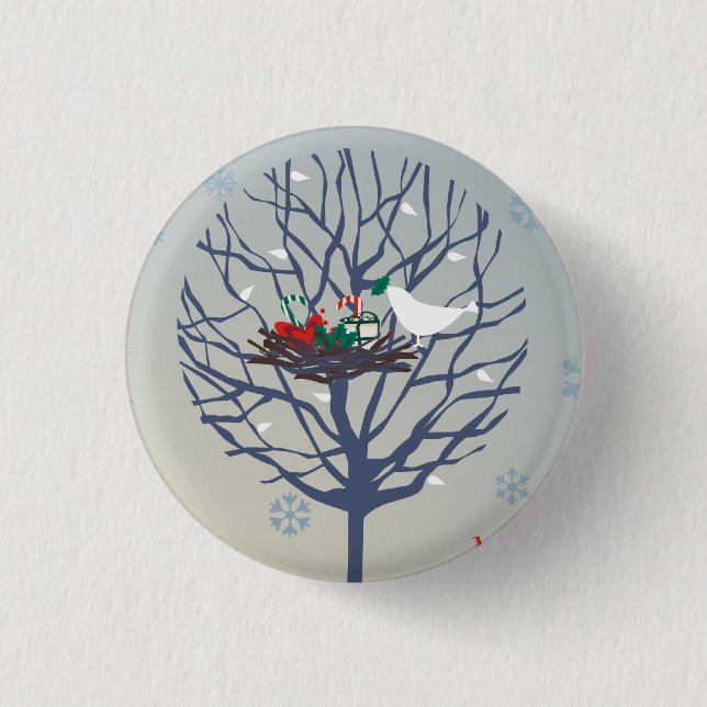 Badge Rond 2,50 Cm Rétro arbre de Noël (Devant)
