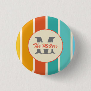 Badge Rond 2,50 Cm Rétro Bright Été Monogramme