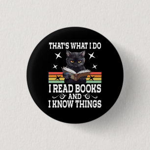 Badge Rond 2,50 Cm Retro Cat Livres Le Lecteur Halloween Lecture Cade