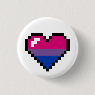 Badge Rond 2,50 Cm Rétro coeur à 8 bits bisexuel de fierté
