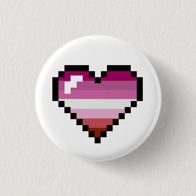 Badge Rond 2,50 Cm Rétro coeur à 8 bits lesbien de fierté (Devant)