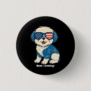 Badge Rond 2,50 Cm Retro Funny Denim Patch mignonette chien animal de