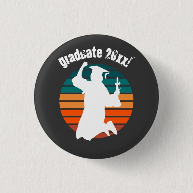 Badge Rond 2,50 Cm Retro Graduate Jumping pour Joy Rainbow (Devant)