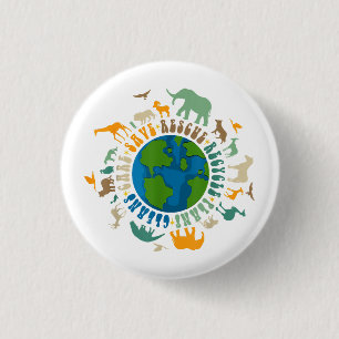 Badge Rond 2,50 Cm Rétro Groovy Sauver Abeilles Secourir Animaux Recy