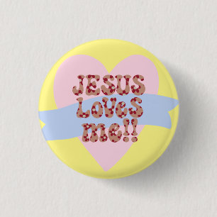 Badge Rond 2,50 Cm Retro Jésus m'aime