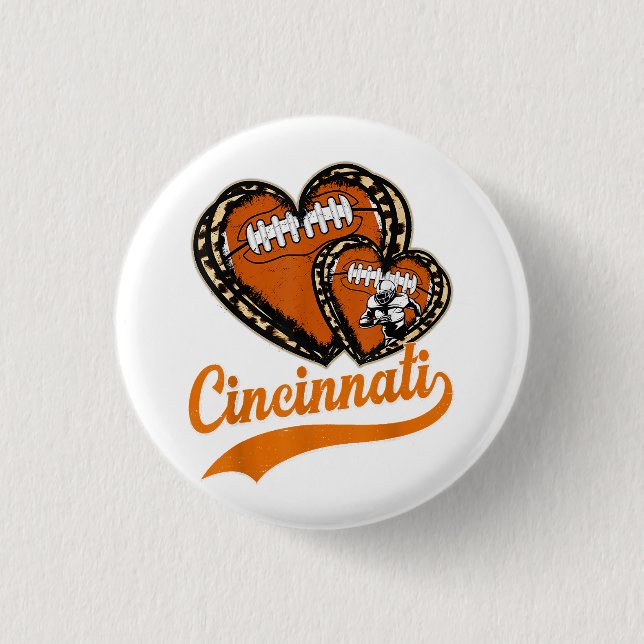 Badge Rond 2,50 Cm Retro Leopard Heart Cincinnati Amoureux du footbal (Devant)
