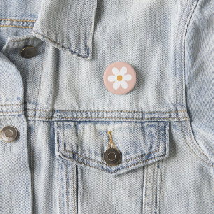 Badge Rond 2,50 Cm Rétro marguerite rose bohème