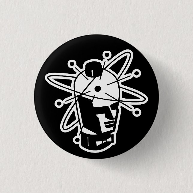 Badge Rond 2,50 Cm Rétro tête de robot de la science fiction - noir (Devant)