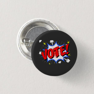 Badge Rond 2,50 Cm Retro Vote Shirt Get Out the Vote et le dessin des