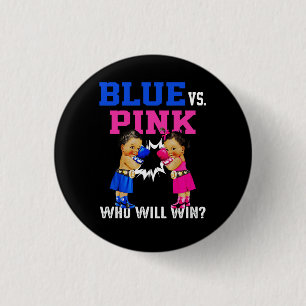 Badge Rond 2,50 Cm Révéler le genre Bleu vs rose ethnique Boxing Babi