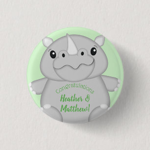 Badge Rond 2,50 Cm Rhino Baby shower vert