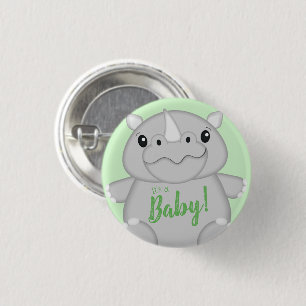 Badge Rond 2,50 Cm Rhino Baby shower vert