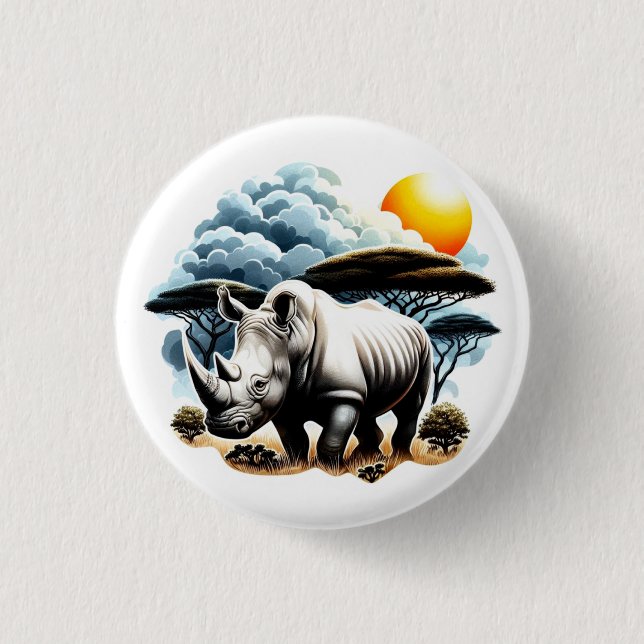 Badge Rond 2,50 Cm Rhinoceros blancs (Devant)