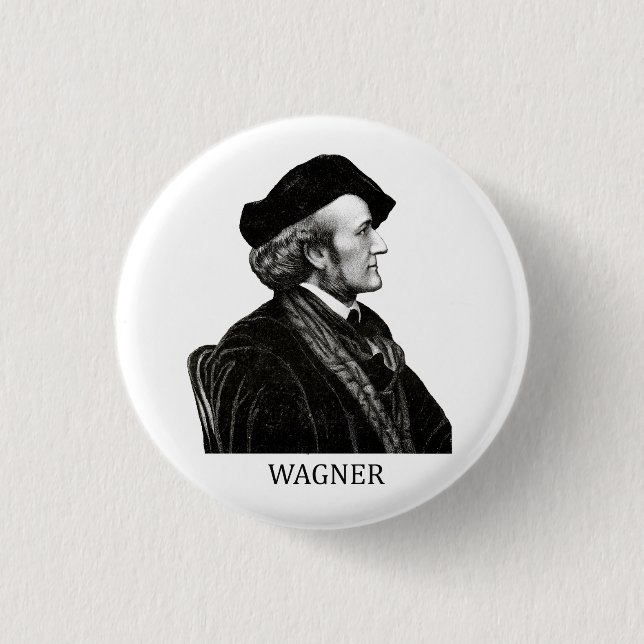 Badge Rond 2,50 Cm Richard Wagner, noir (Devant)