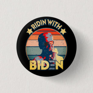 Badge Rond 2,50 Cm Ridin' With Biden Manger Ice Cream Retro Sunset