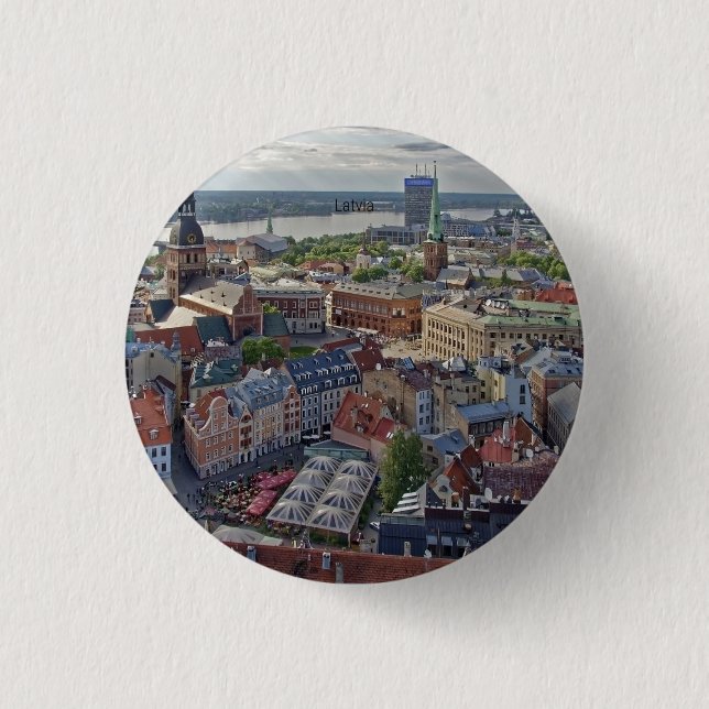 Badge Rond 2,50 Cm Riga, Latvia cityscape photograph (Devant)