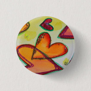 Badge Rond 2,50 Cm Rire Coeurs Flying Art Buttons ou Pins Bijoux