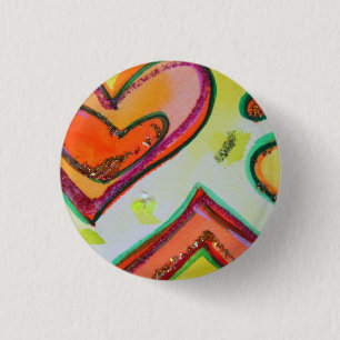 Badge Rond 2,50 Cm Rire deux coeurs Boutons d'art ou des broches d'or