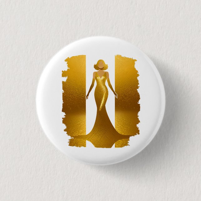 Badge Rond 2,50 Cm Robe d'or élégante (Devant)