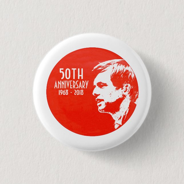 Badge Rond 2,50 Cm Robert F. Kennedy : 50e anniversaire (Devant)