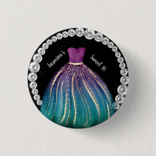 Badge Rond 2,50 Cm Robes ombrées et strass pour les Sweet 16 des fill